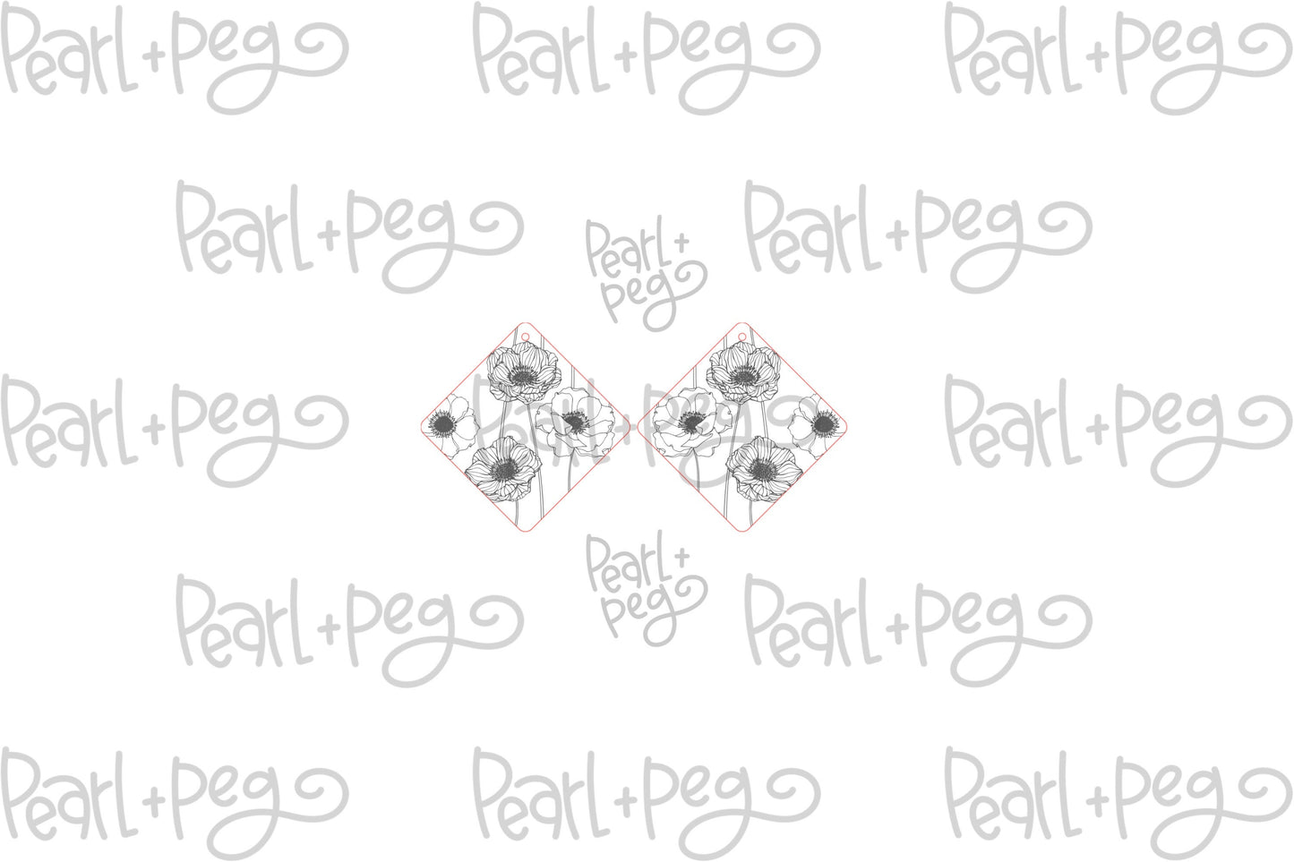 Poppies on Repeat Laser Engraved Earrings Digital Download