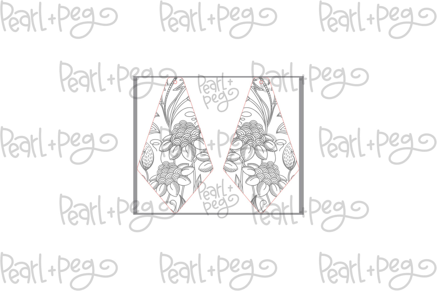 Scalloped Bud Flower Laser Engraved Earrings Digital Download