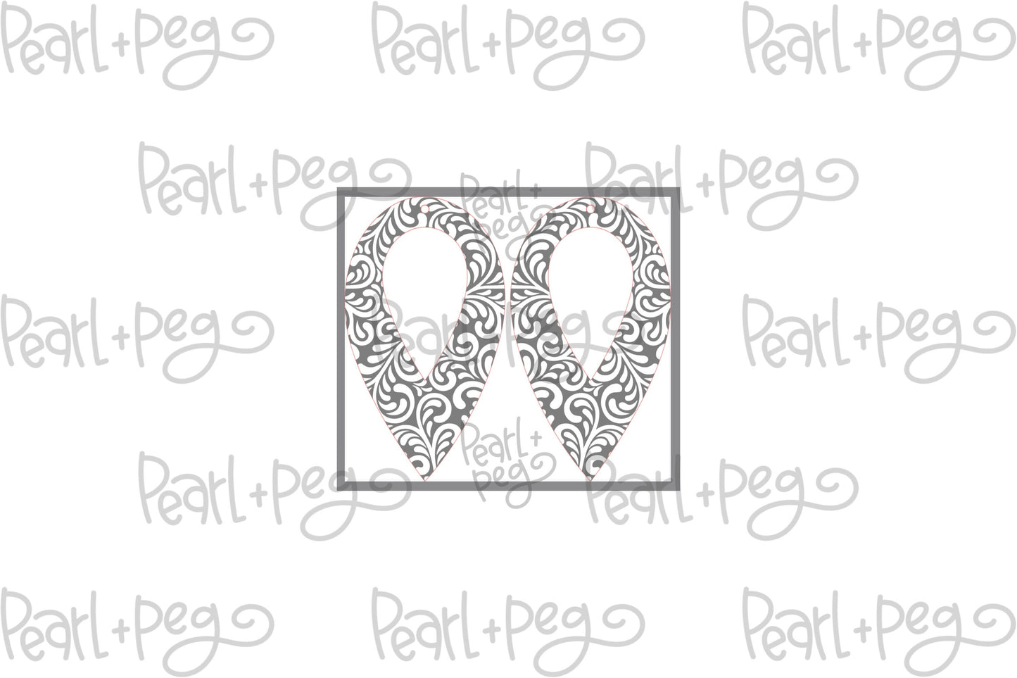 Damask Drop Hoop Laser Engraved Earrings Digital Download