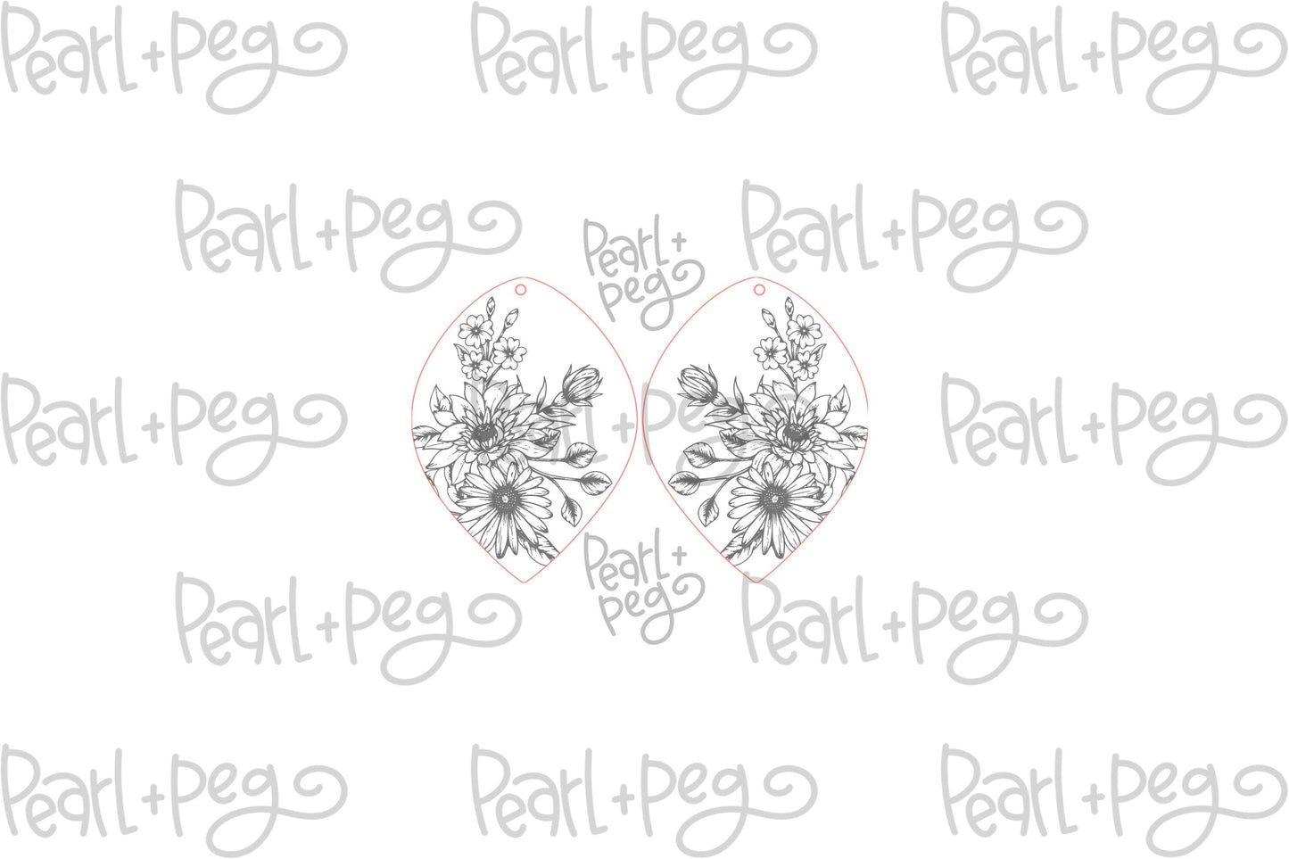 Bouquet Wide Drop Laser Engraved Earrings Digital Download