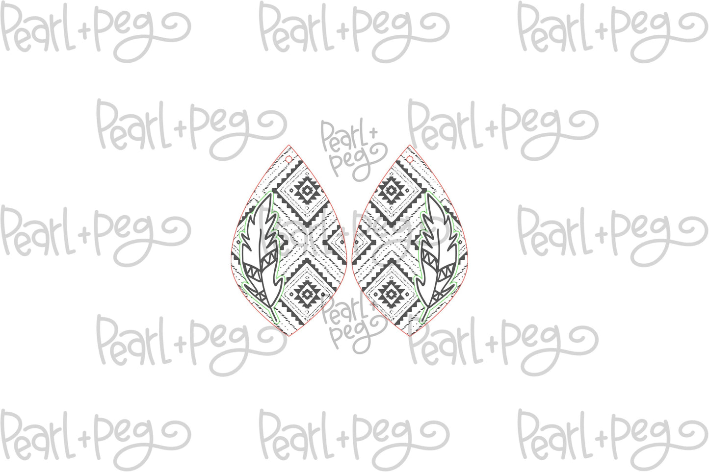 Aztec Feather Drop Laser Engraved Earrings Digital Download