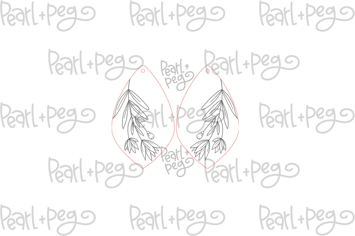 Swoop Floral Swag Laser Engraved Earrings Digital Download