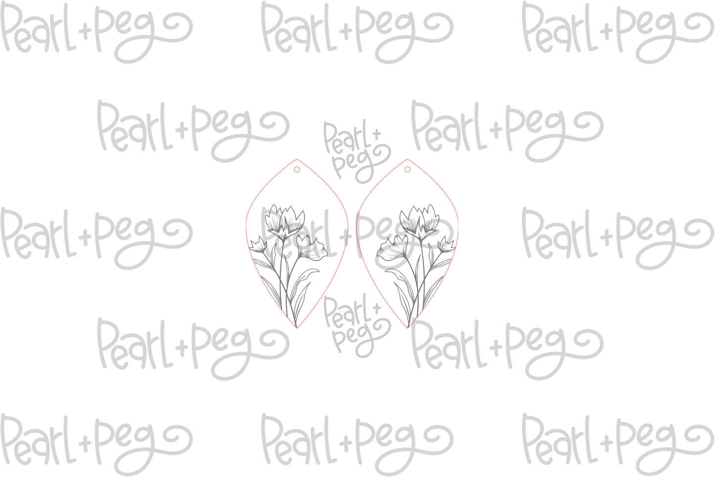 Wildflower Standing Drop Laser Engraved Earrings Digital Download