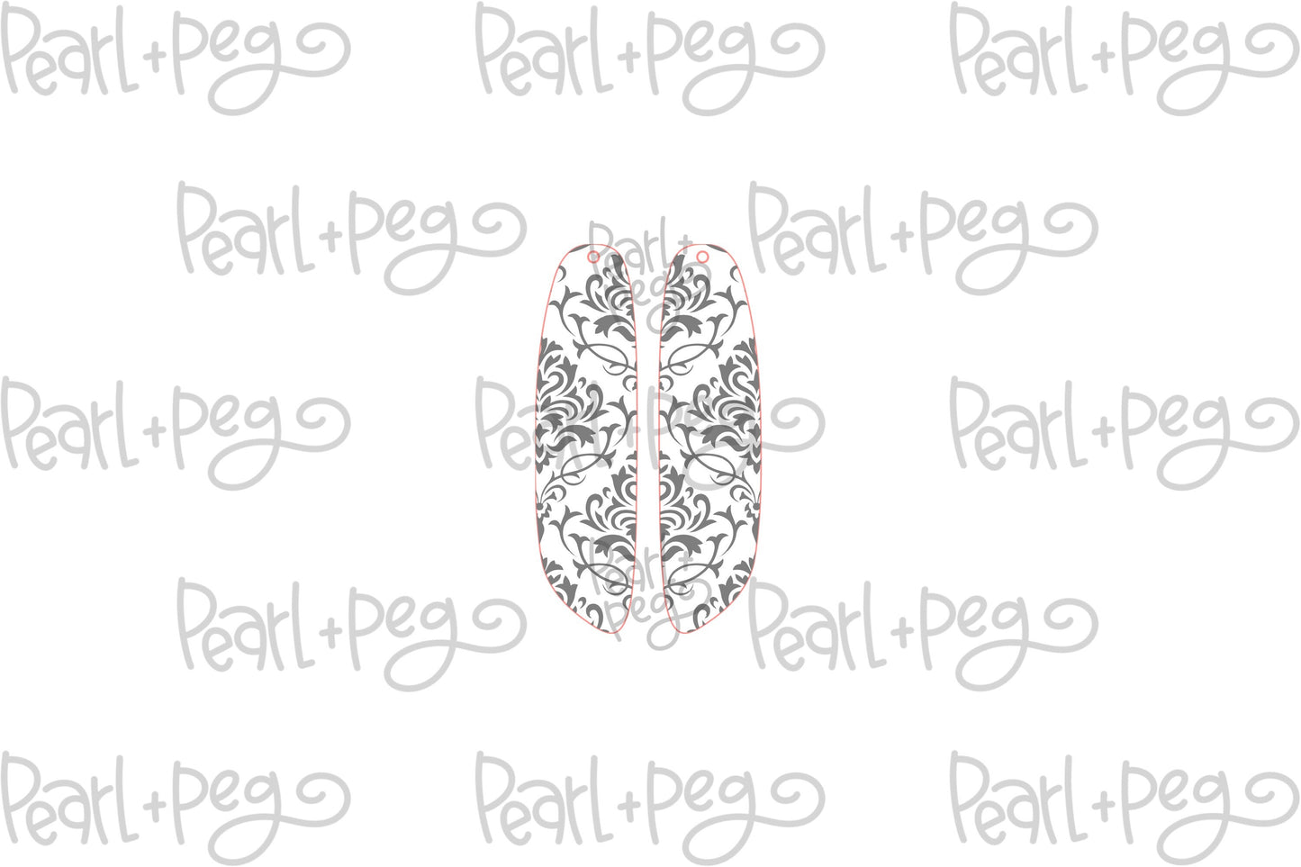 Long Damask Skinny Bar Laser Engraved Earrings Digital Download