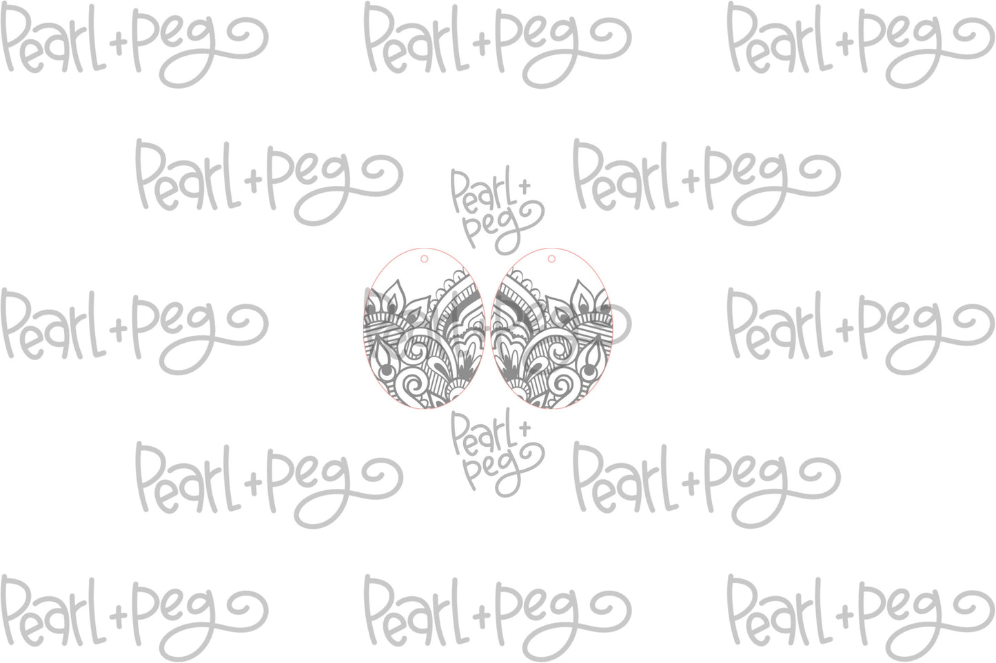 Western Style Oval Lace Laser Engraved Earring Digital Download