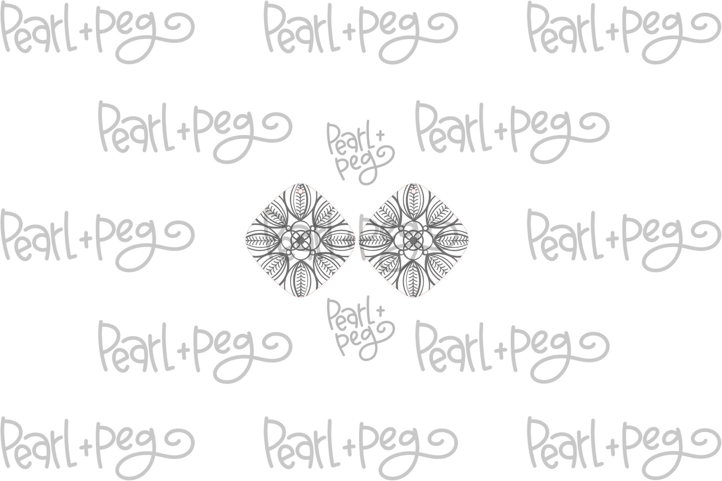 Vines Leaves Rounded Square Laser Engraved Earrings Digital Download