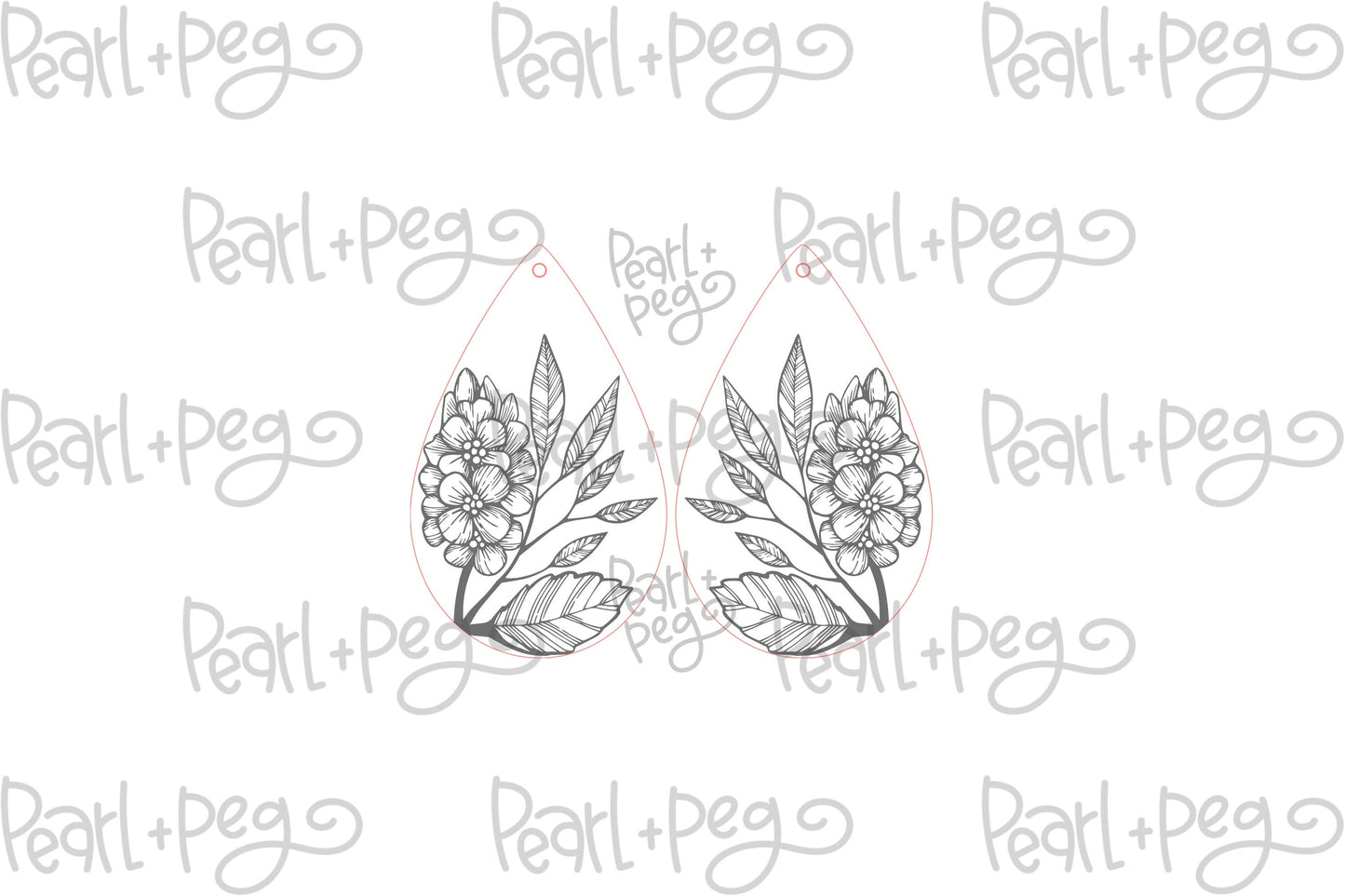 Bloomed Floral Teardrop Laser Engraved Earrings Digital Download
