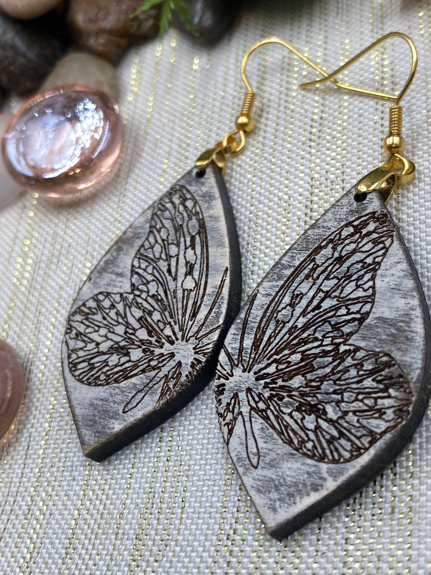 Speckled Butterfly Drop Laser Engraved Earrings Digital Download
