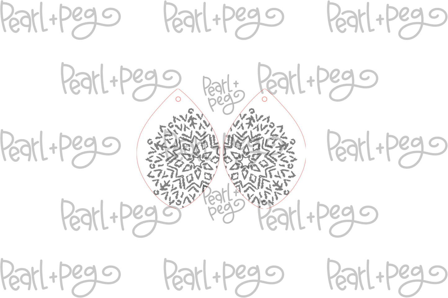 Snowflake Partial Drop Laser Engraved Earrings Digital Download