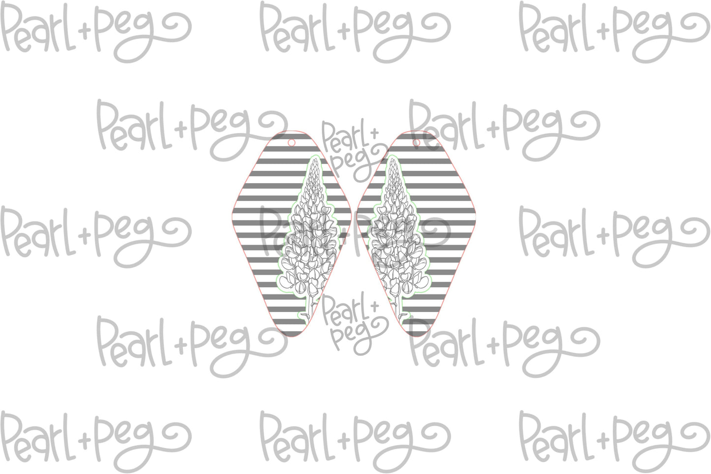 Blue Bonnet Striped Quad Laser Engraved Earrings Digital Download