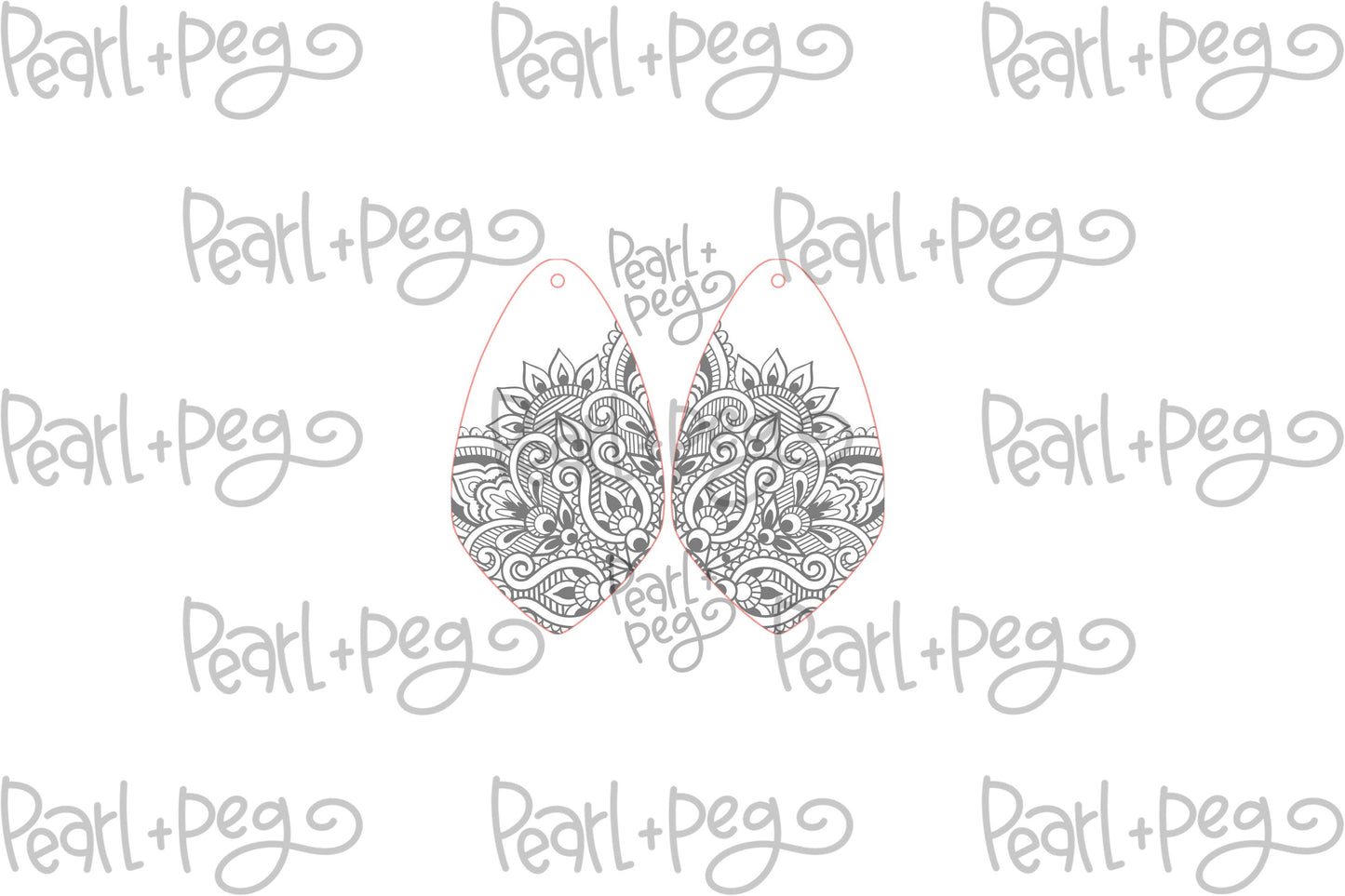 Oriental Pointed Drop Laser Engraved Earrings Digital Download