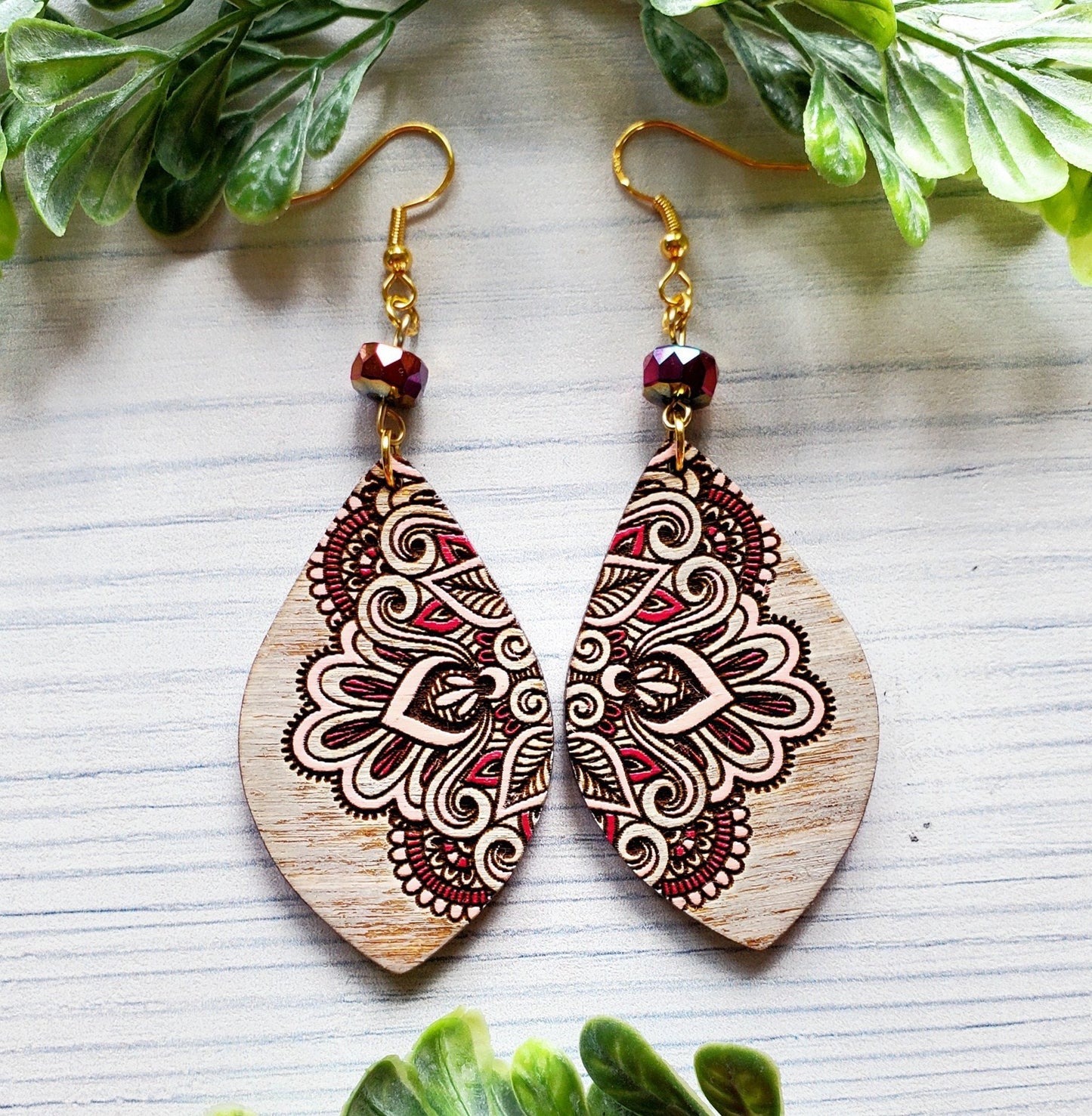 Oriental Mandala Drop Laser Engraved Earrings Digital Download