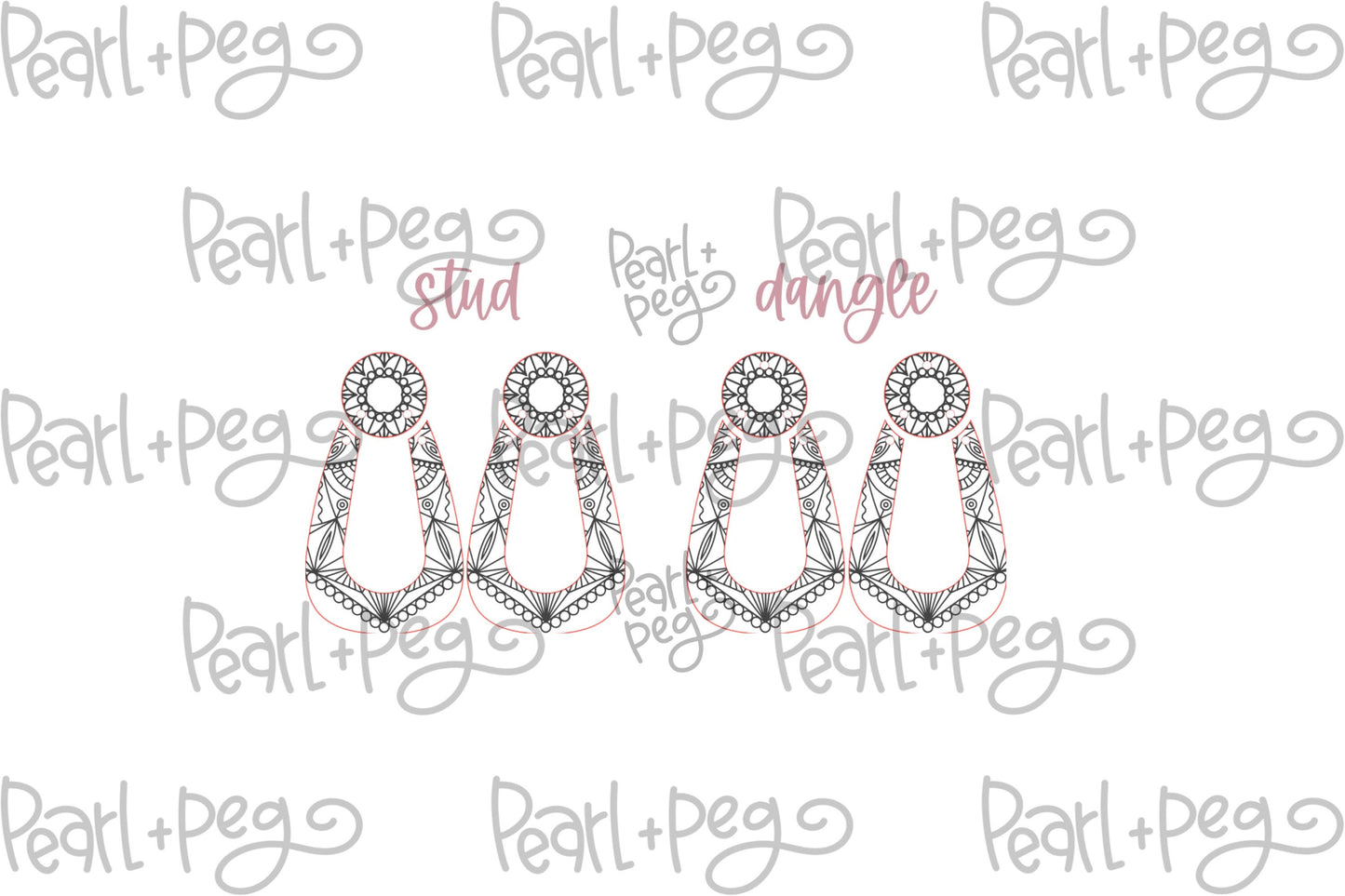 Western Pearl 2 Part Laser Engraved Earrings Digital Download