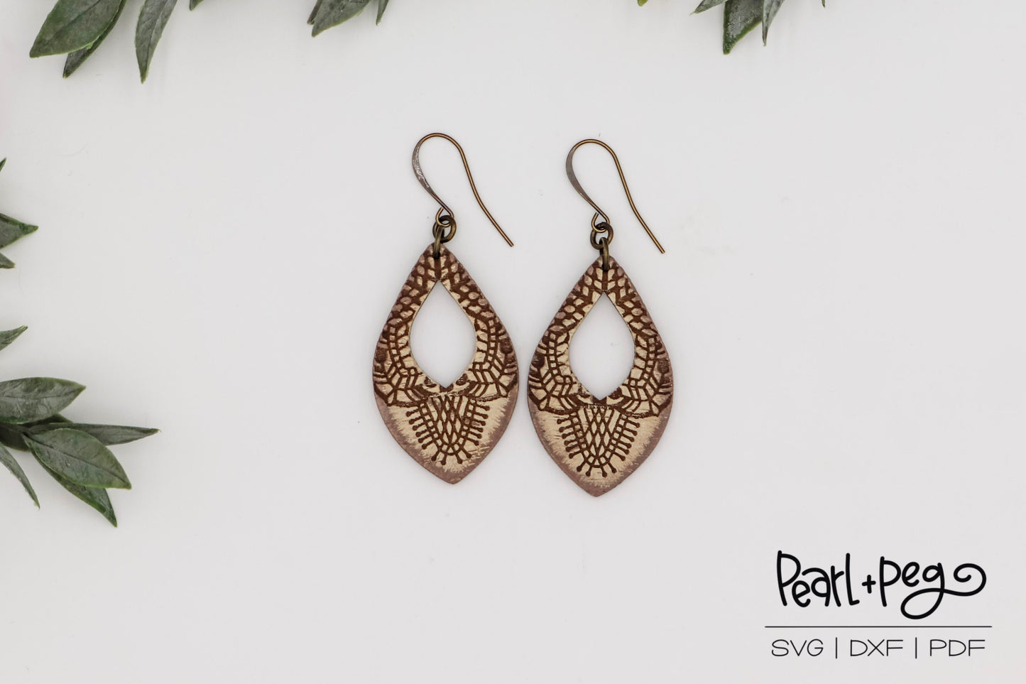 Western Style Hoop Duo Laser Engraved Earrings Digital Download