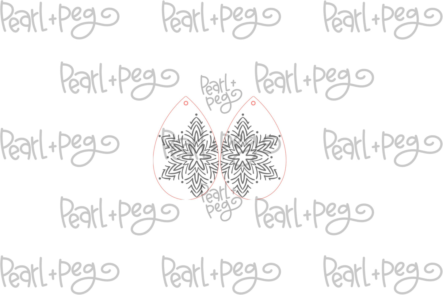 Solo Snowflake Teardrop Laser Engraved Earrings Digital Download