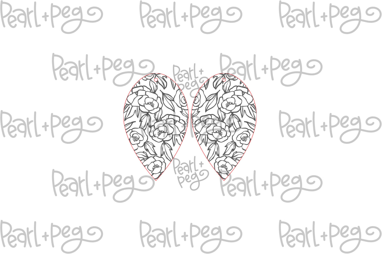 Rose Pattern Drop Laser Engraved Earrings Digital Download