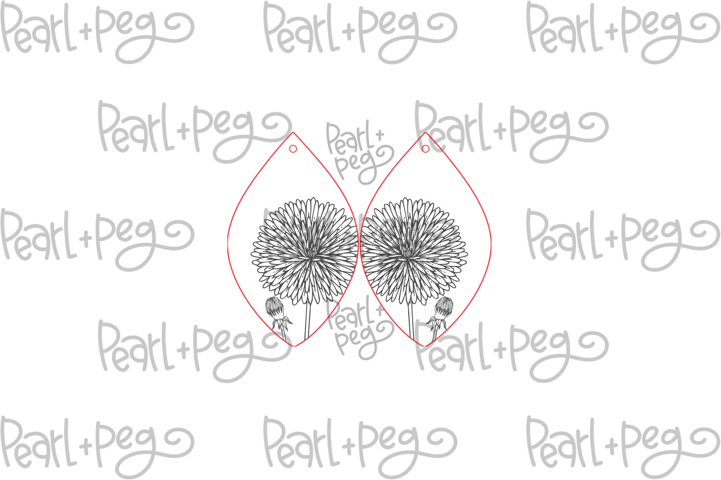 Dandelion Drop Laser Engraved Earrings Digital Download