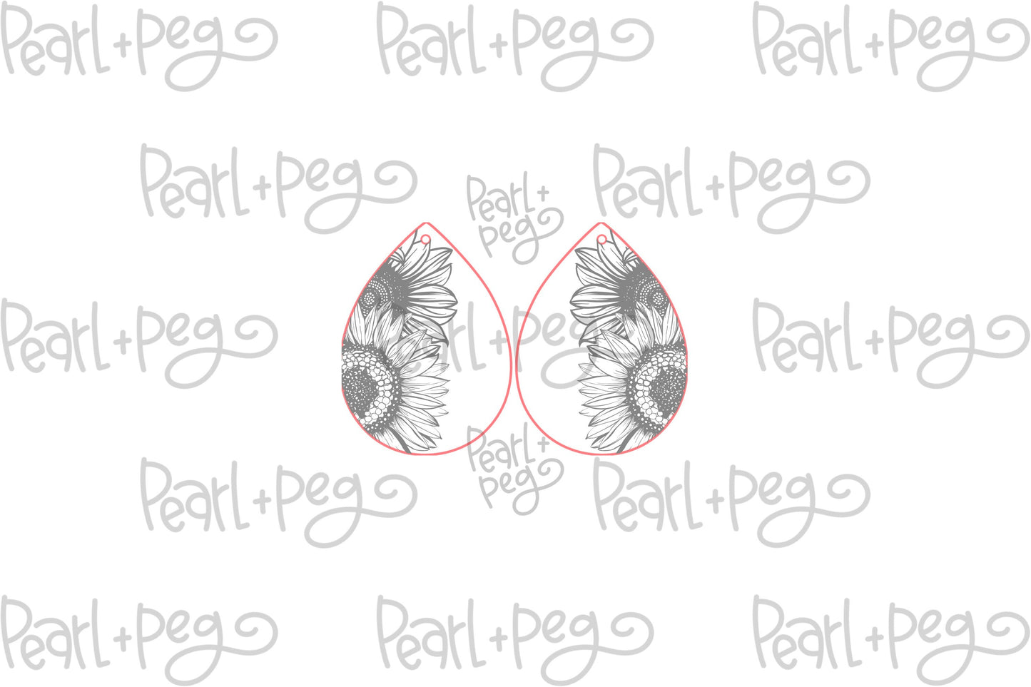 Double Sunflower Drop Laser Engraved Earrings Digital Download