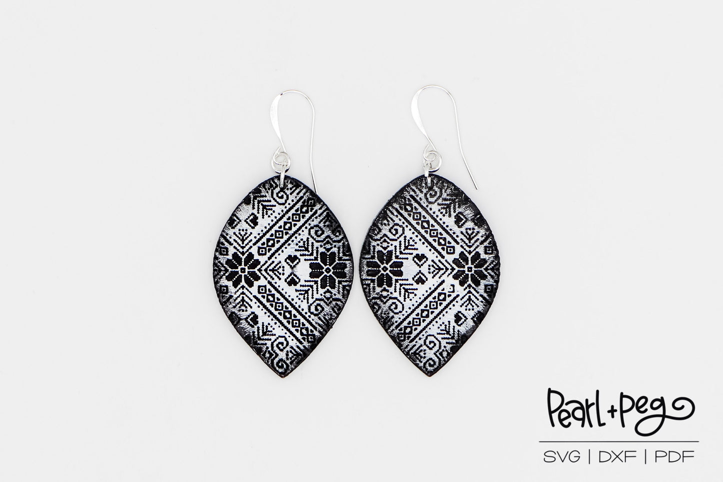 Nordic Pattern Drop Laser Engraved Earrings Digital Download
