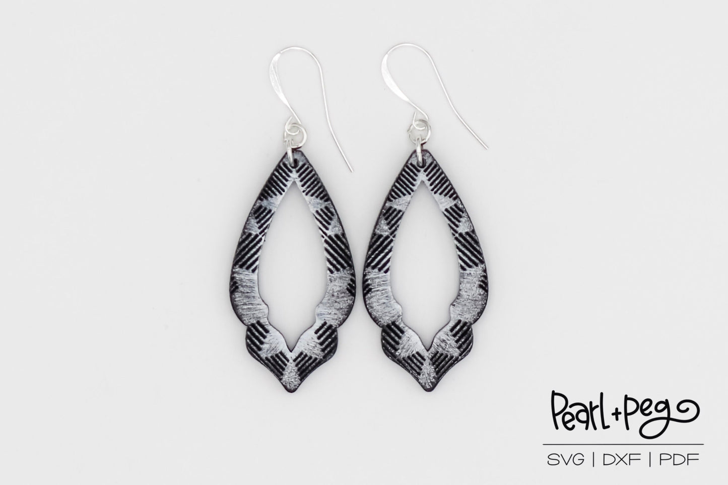 Angled Lines Deco Hoop Laser Engraved Earrings Digital Download