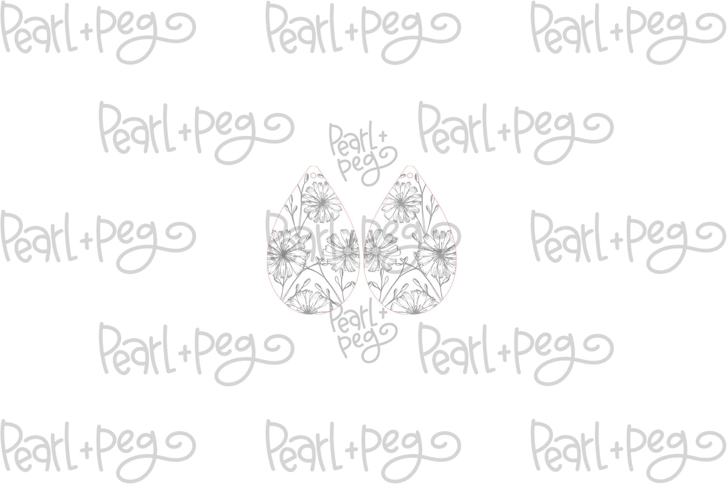 Christmas Poppies Laser Engraved Earrings Digital Download