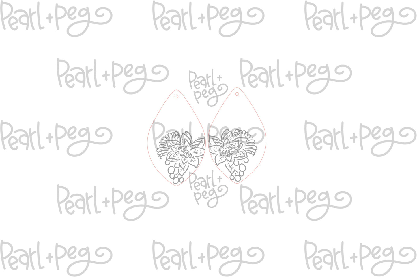 Poinsettia Drop Laser Engraved Earrings Digital Download