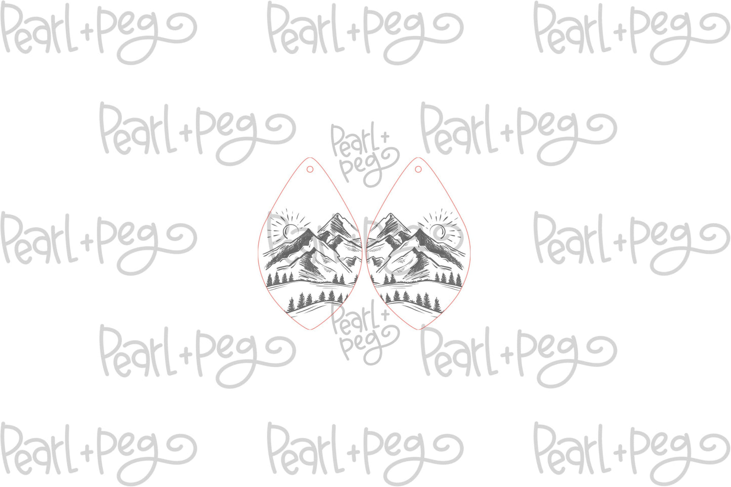 Sunny Mountain Drop Laser Engraved Earrings Digital Download