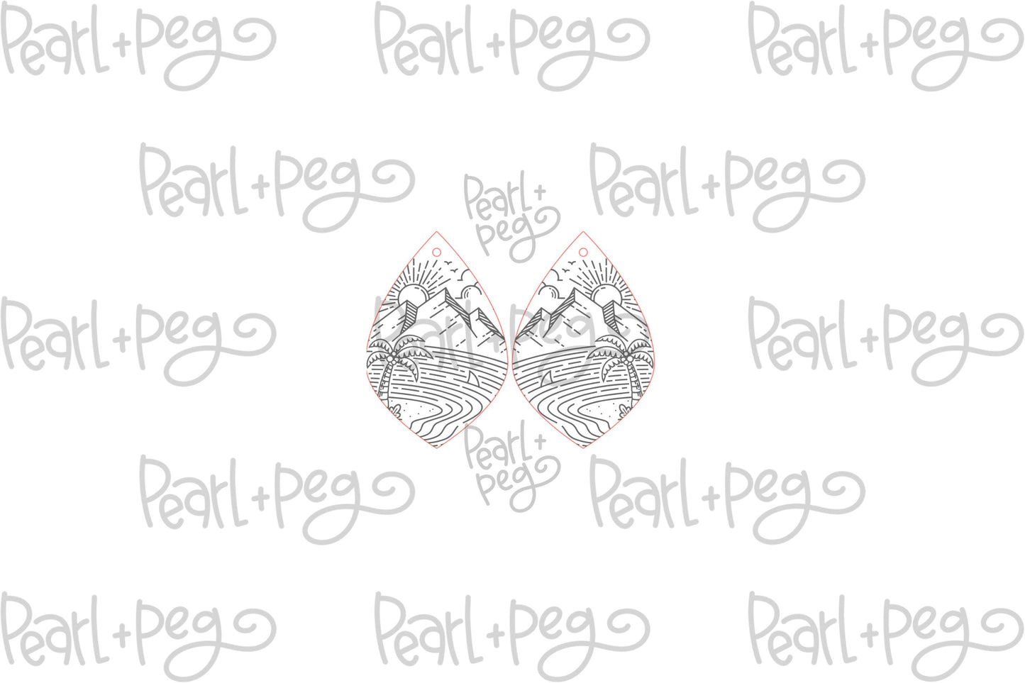 Mountain Beach Drop Laser Engraved Earrings Digital Download