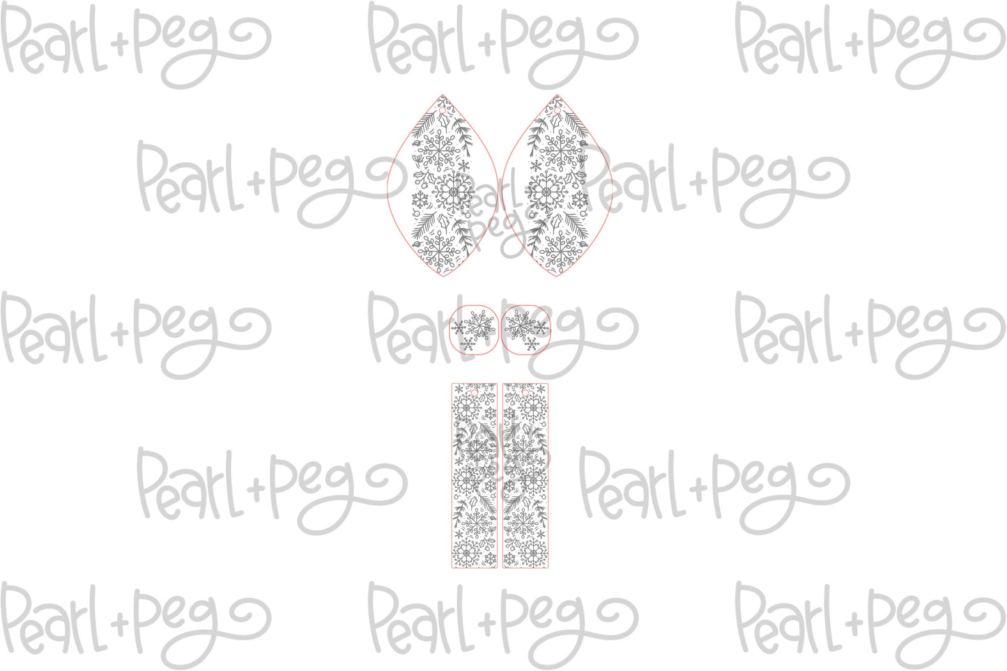 Snowflakes Branch Tri Set Laser Engraved Earrings Digital Download