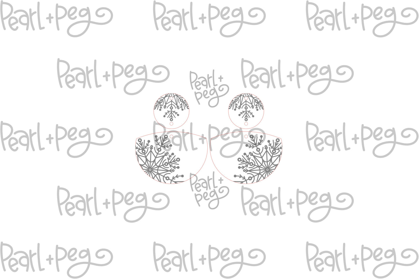 Snowflake 2 Part Semi Circle Laser Engraved Earrings Digital Download