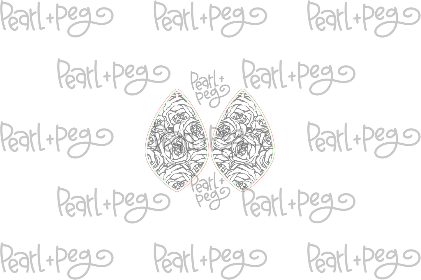 Compact Roses Drop Laser Engraved Earrings Digital Download