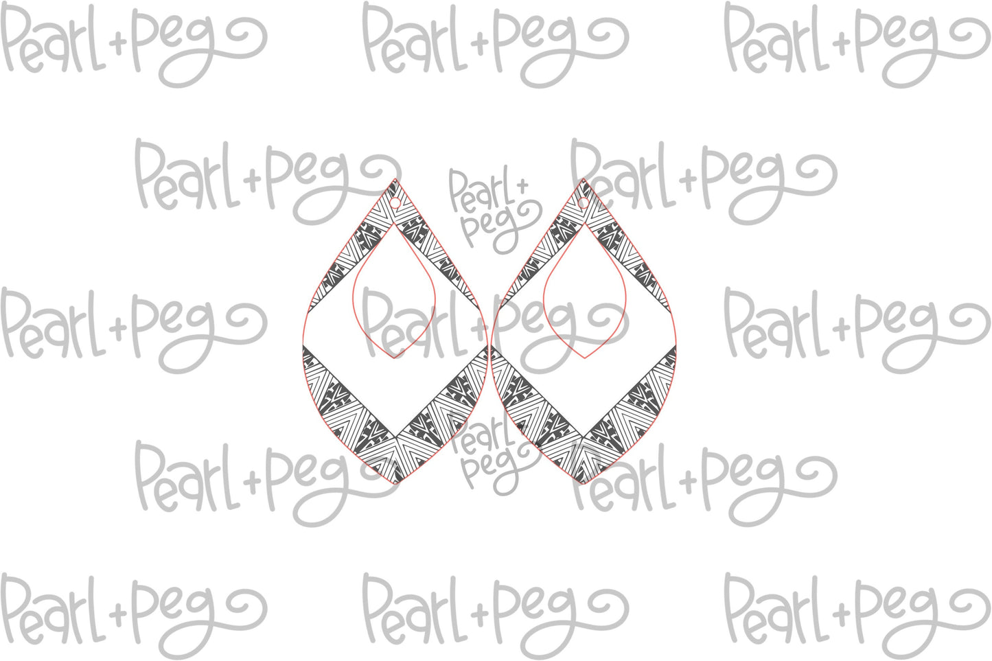 Bordered Corner Hoop Laser Engraved Earrings Digital Download