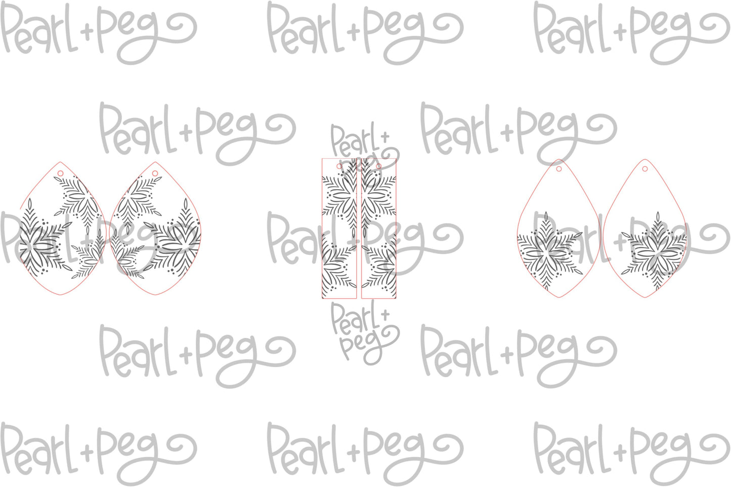 Winter Bundle Snowflake Laser Engraved Earrings Digital Download