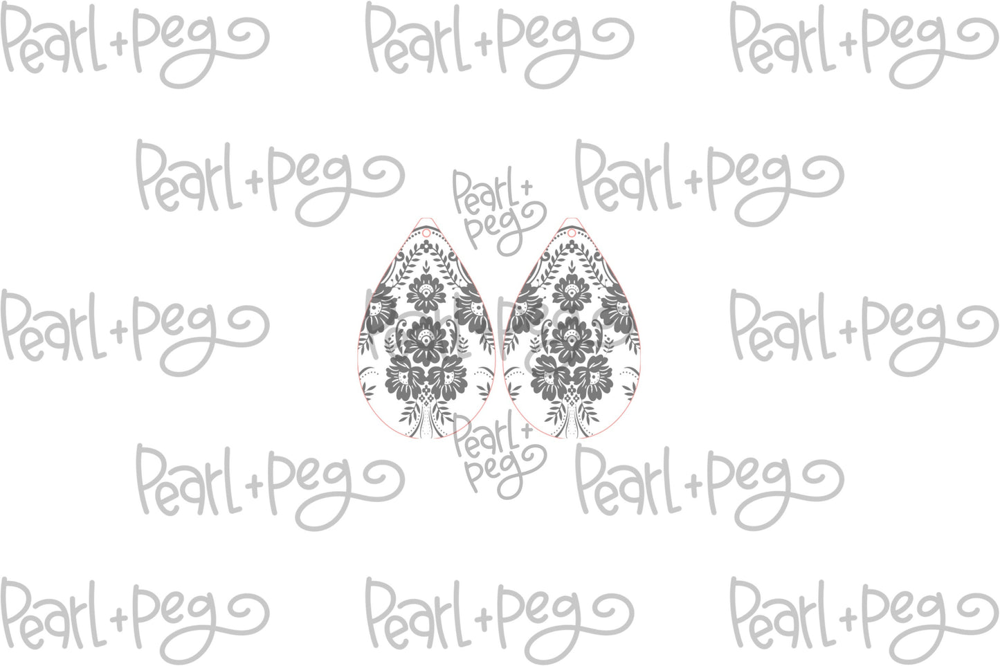 Porcelain Themed Drop Laser Engraved Earrings Digital Download