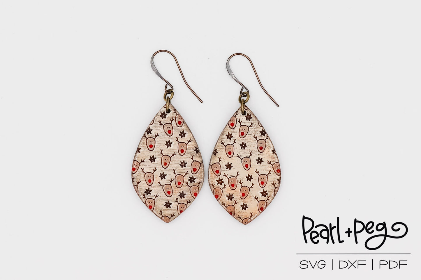 Reindeer Faces Laser Engraved Earrings Digital Download