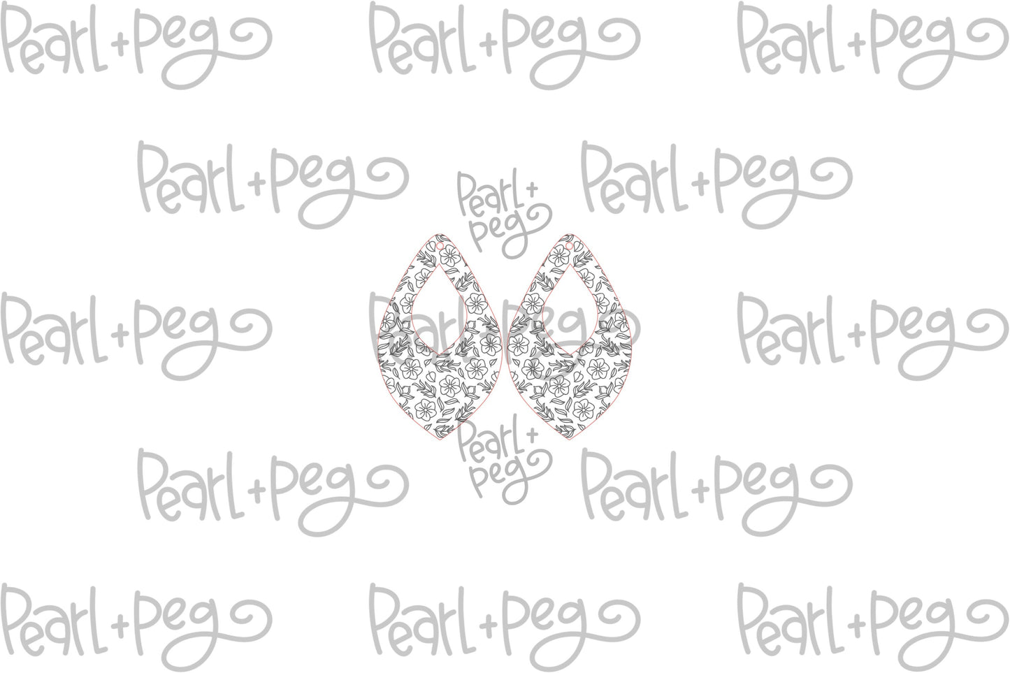 Delicate Floral Scene Hoop Laser Engraved Earrings Digital Download