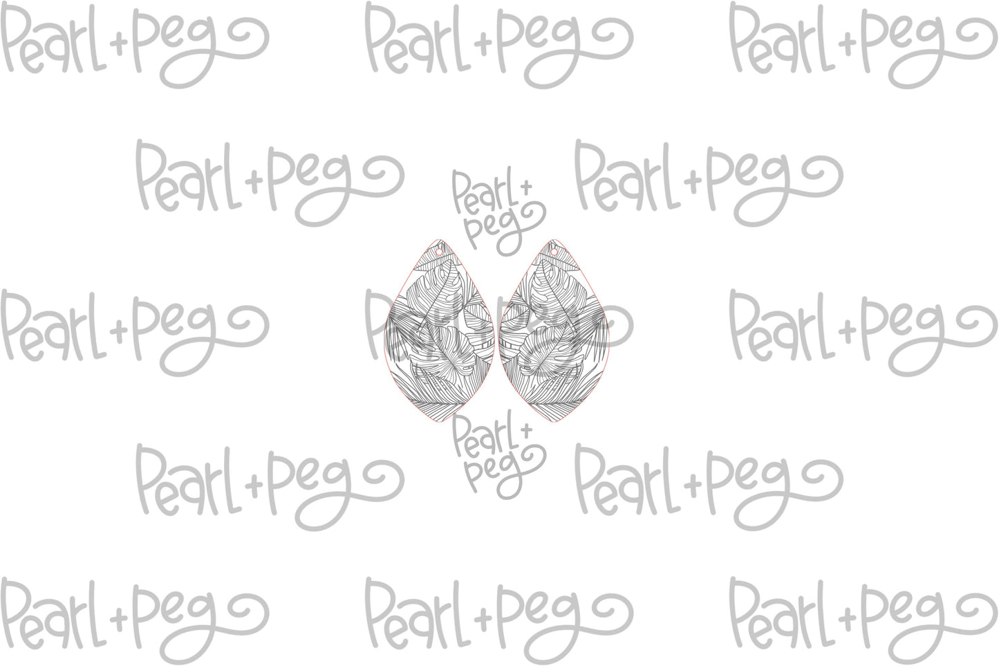 Tropical Jungle Leaves Drop Laser Engraved Earrings Digital Download