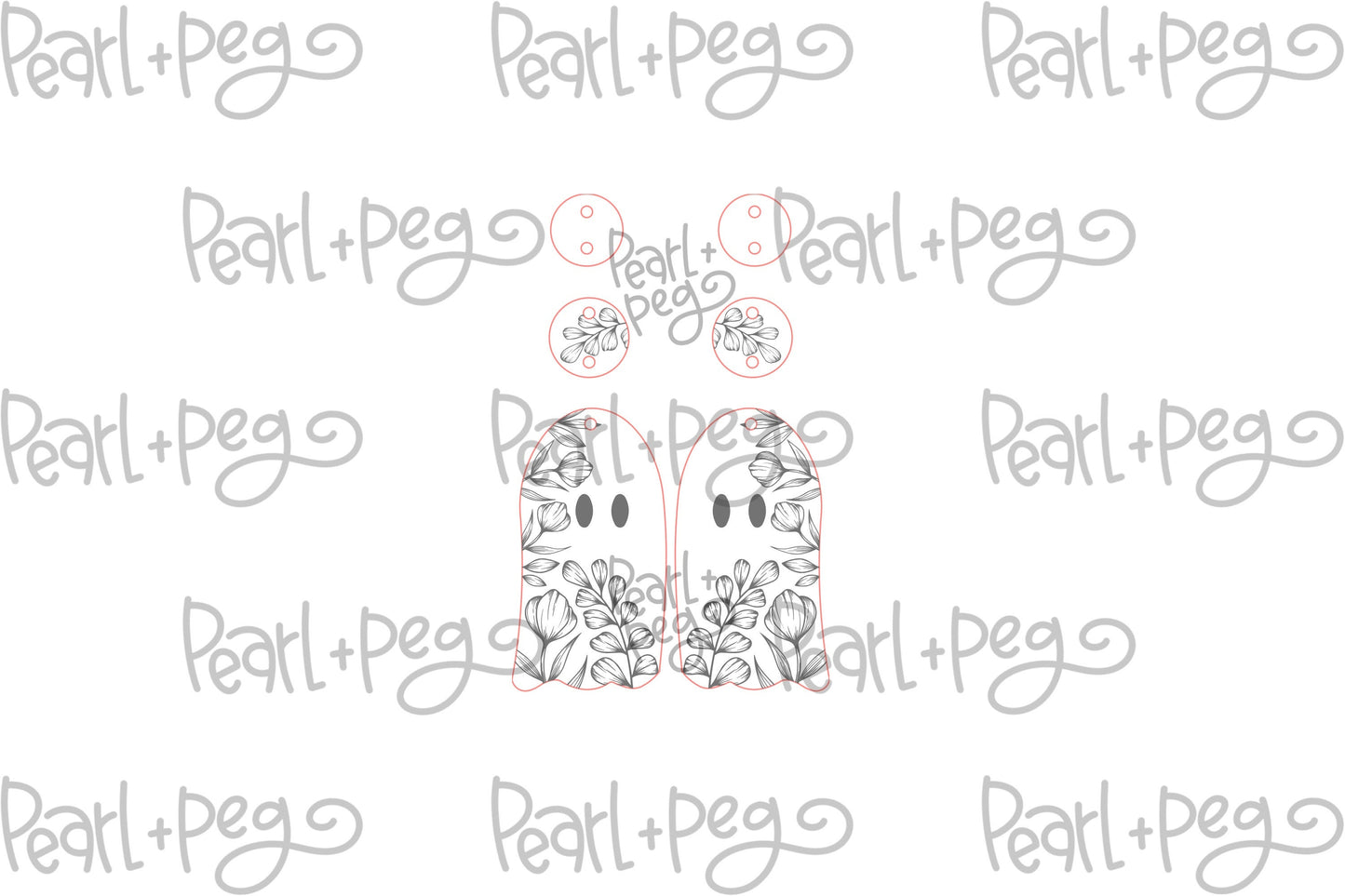 Floral Ghost Laser Engraved Earrings Digital Download