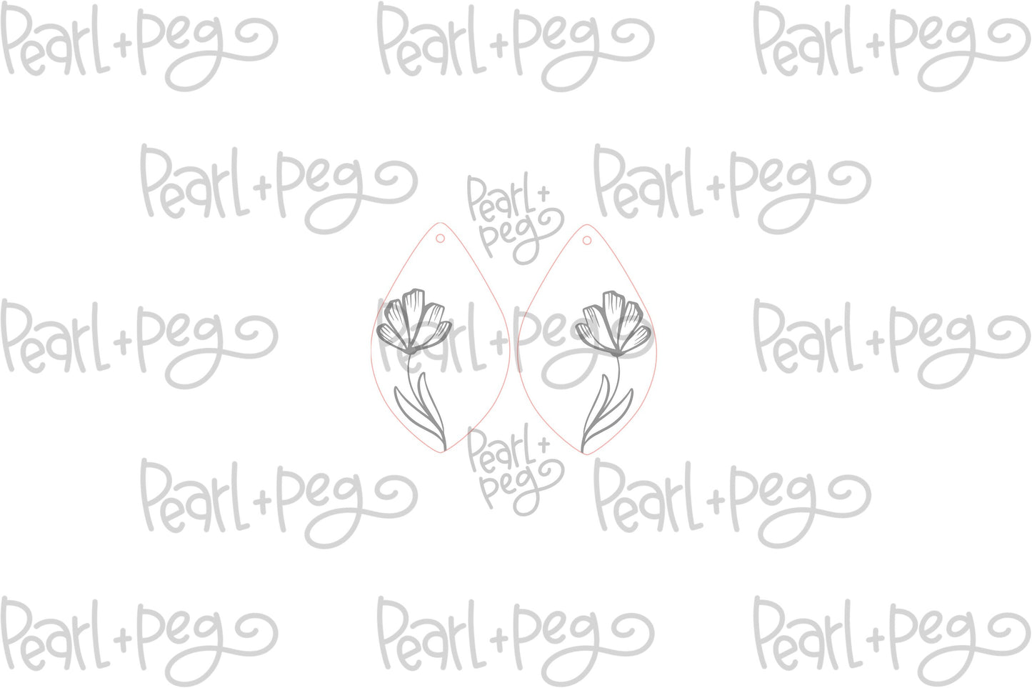 Flowy Flower Drop Laser Engraved Earrings Digital Download