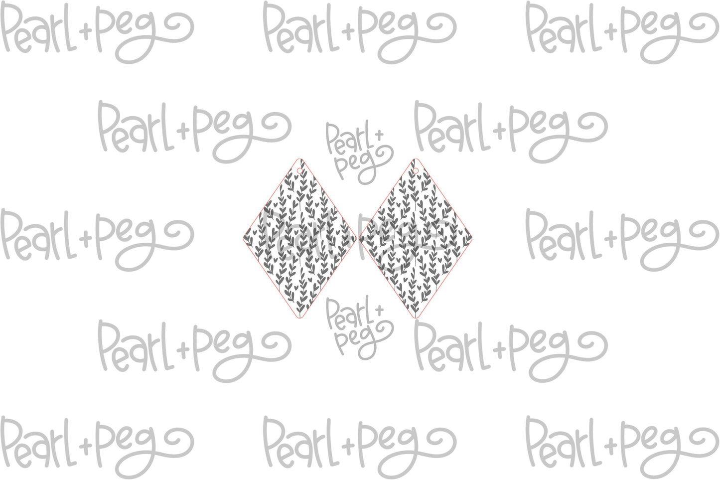 Hearts and Leaves Diamond Laser Engraved Earrings Digital Download