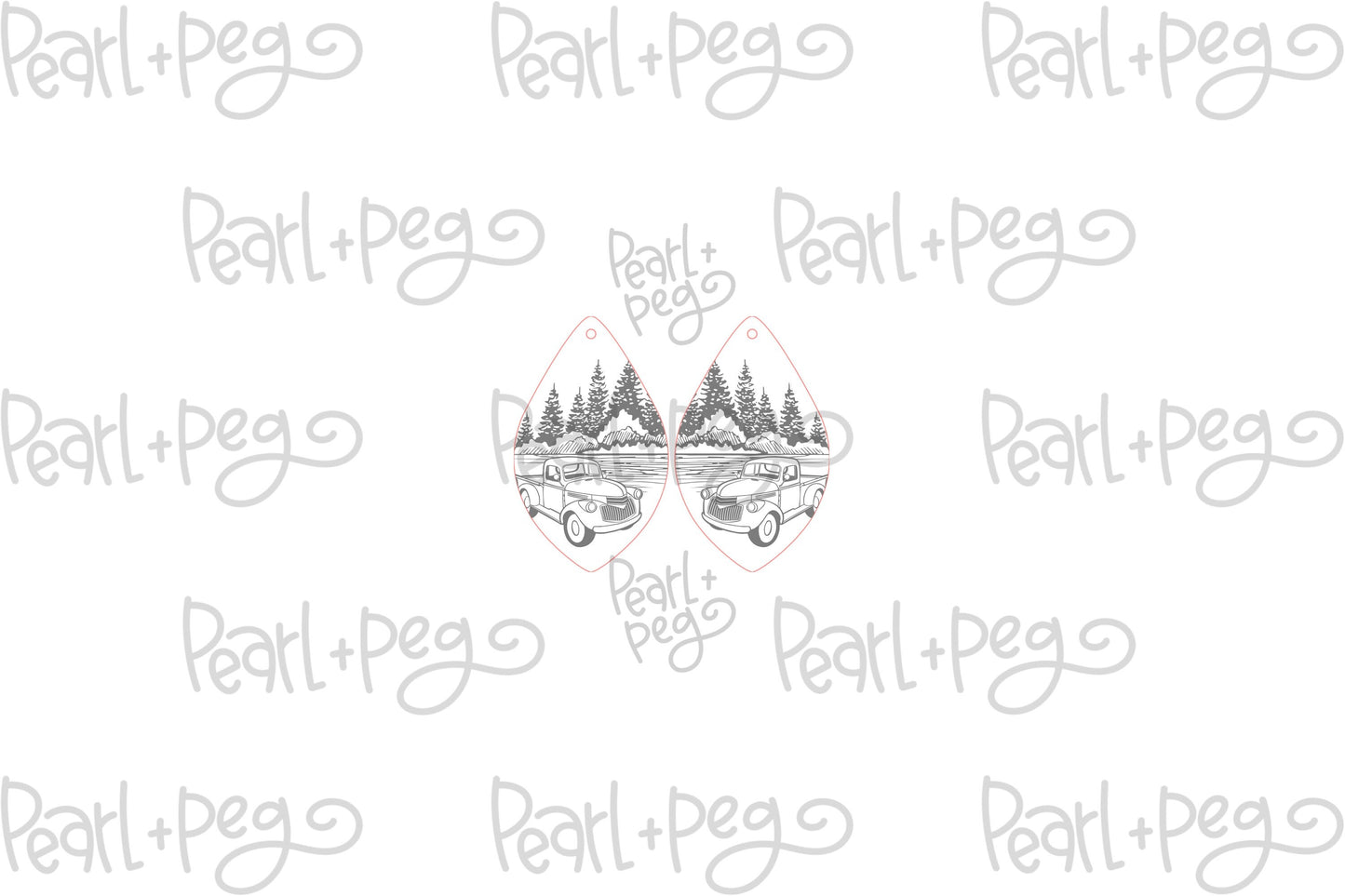 Winter Red Truck Laser Engraved Earrings Digital Download