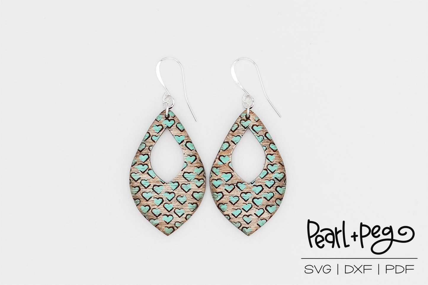 Distressed Hearts Hoop Laser Engraved Earrings Digital Download