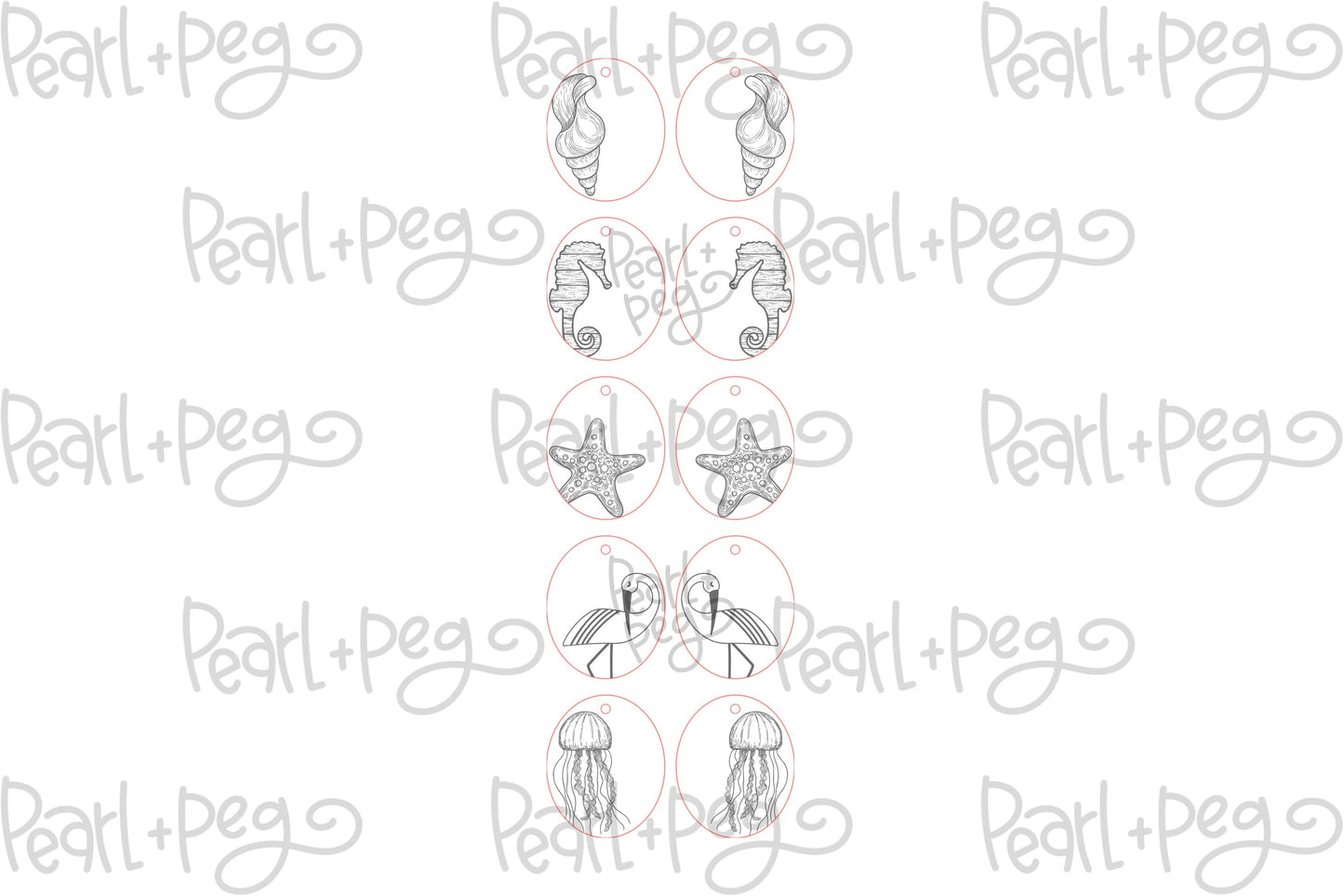 Beach Themed Dangles Laser Engraved Earrings Digital File
