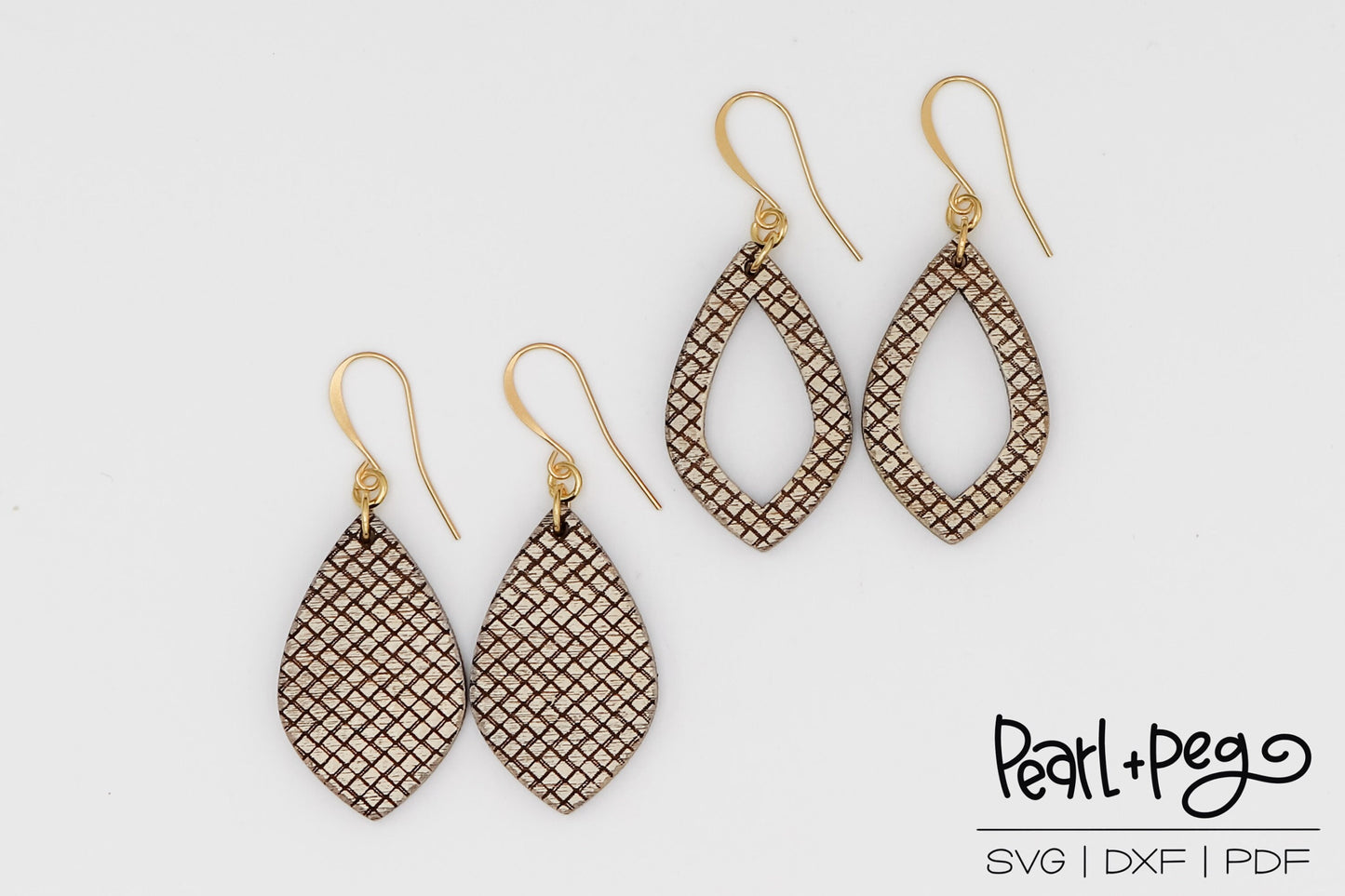 Snakeskin Drop Hoop Option Laser Engraved Earrings Digital Download