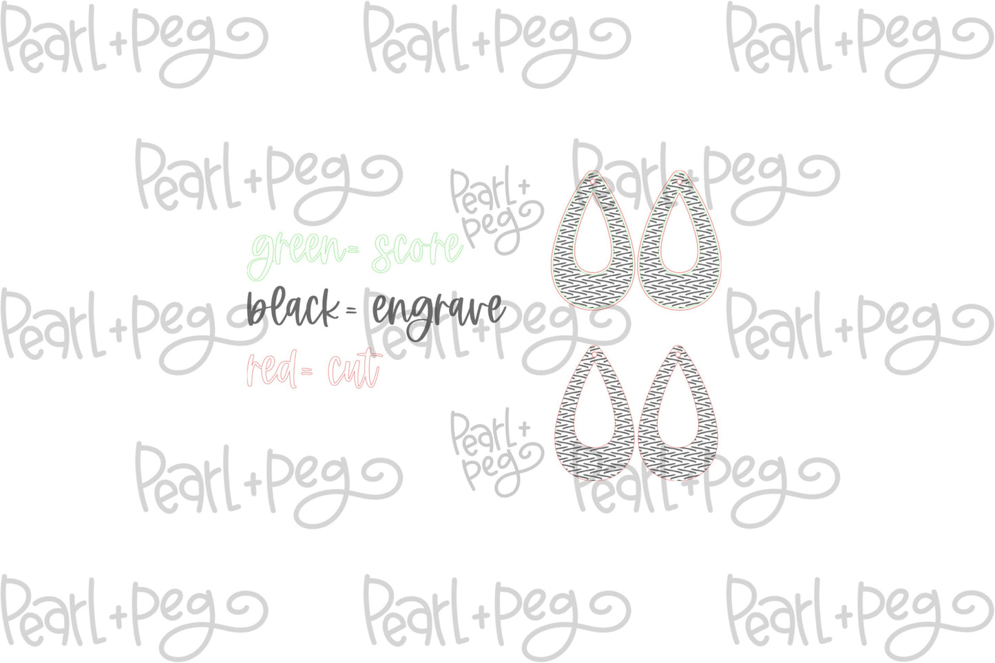 Trendy Low Drop Hoop Laser Engraved Earrings Digital Download