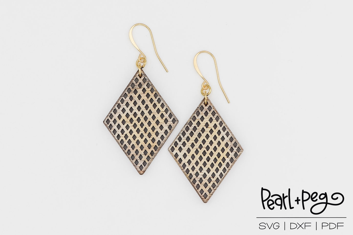 Diamond Cut Out Diamonds Laser Engraved Earrings Digital Download