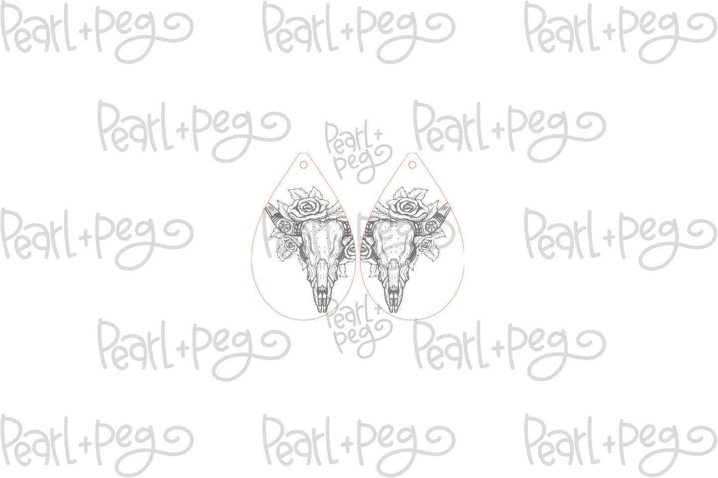 Floral Rose Skull Laser Engraved Earring Digital Download