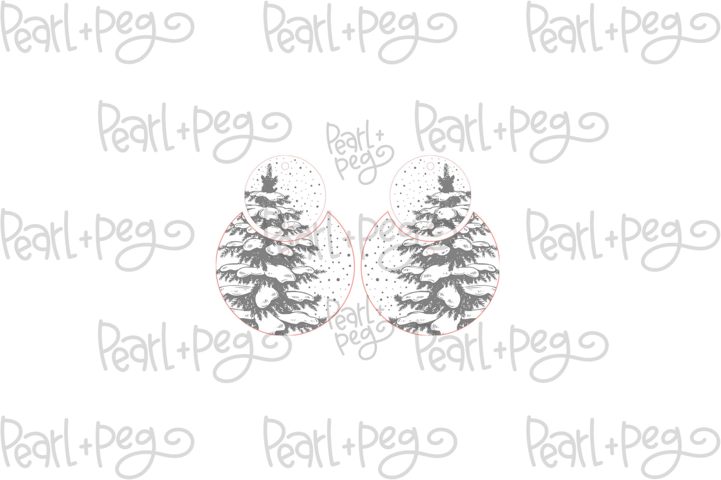 Snowy Christmas Tree 2 Part Laser Engraved Earrings Digital Download