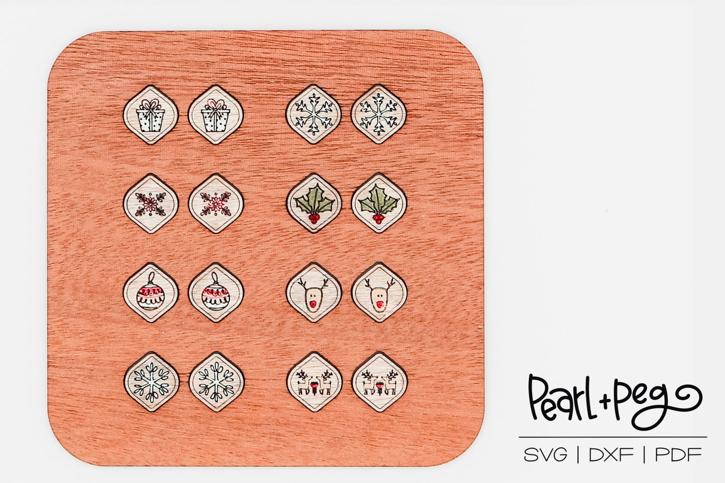 Christmas Score Studs Laser Engraved Earrings Digital Download