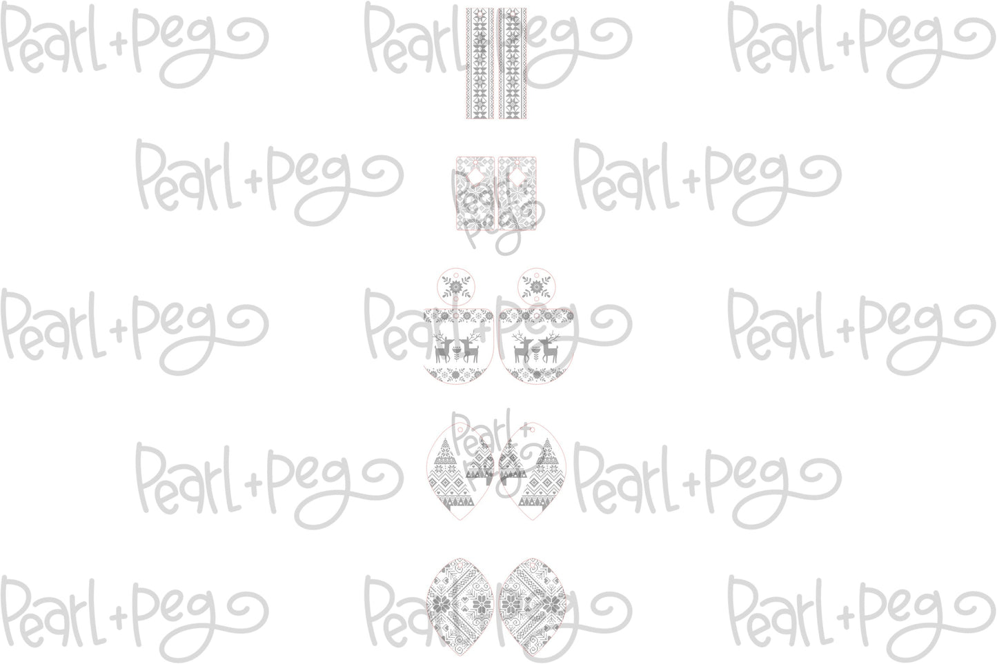 Scandinavian Christmas Bundle Laser Engraved Earrings Digital Download